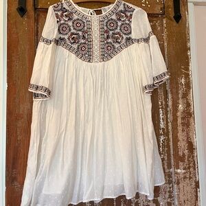 Zara Cream Romper with Multicolor Embroidery